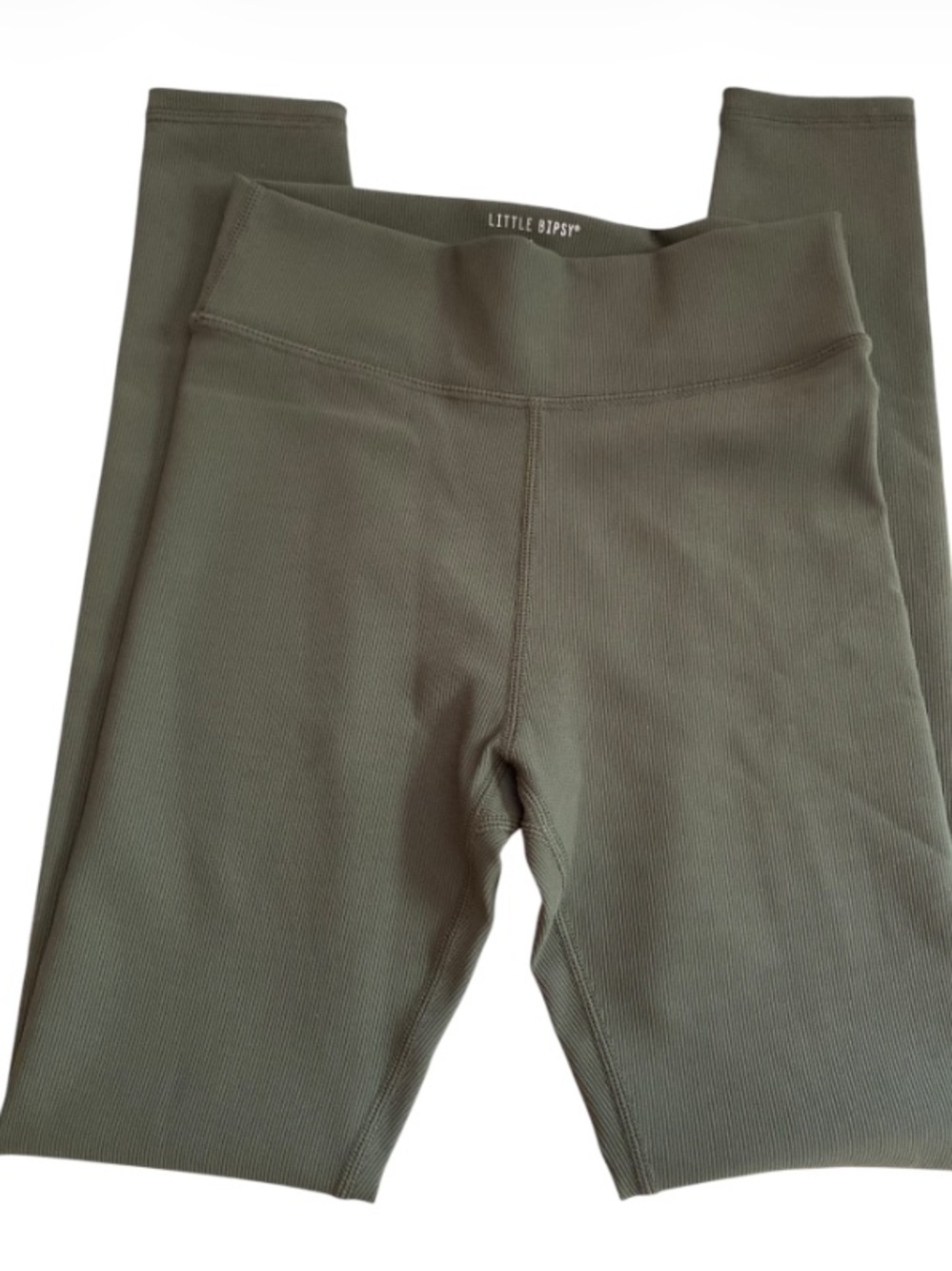 Little Bipsy Olive Ribbed Kids Leggings NWT Size 8 - Picture 2 of 5